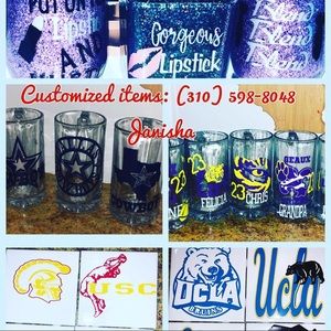 Customized items. Beer mugs, wine glasses